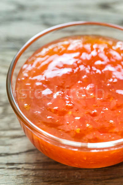 Glass bowl of thai sweet chili sauce Stock photo © Alex9500