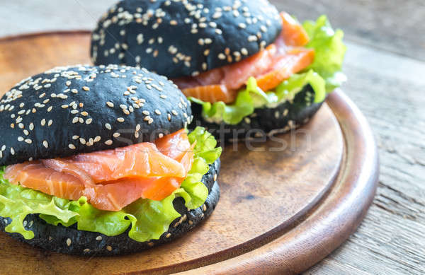 Black sandwich with salmon Stock photo © Alex9500