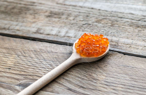 Scoop of red caviar on the wooden background Stock photo © Alex9500