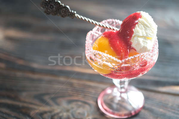 Stock photo: Peach Melba ice cream