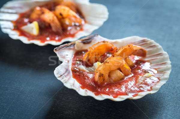 Foto stock: Gamba · cócteles · peces · restaurante · negro · Shell