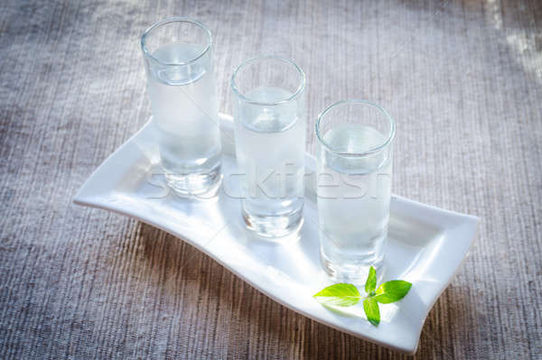 Szemüveg vodka étel buli zöld bár Stock fotó © Alex9500