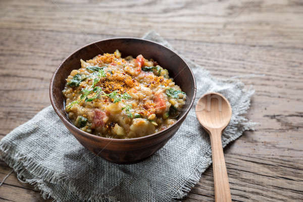 Soup with red lentils and spinach Stock photo © Alex9500