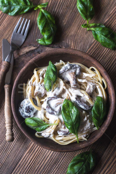 Portion of creamy mushroom linguine Stock photo © Alex9500