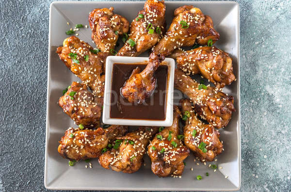 Chicken teriyaki wings with barbecue sauce Stock photo © Alex9500