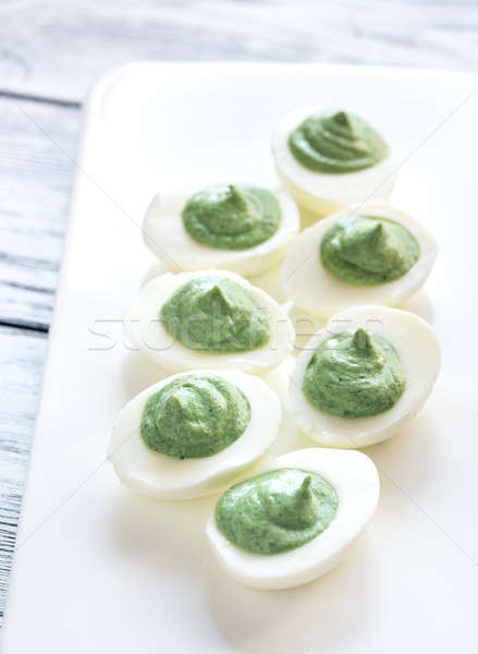 Spinach deviled eggs Stock photo © Alex9500