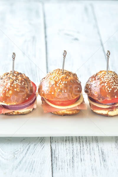 Sandwiches with cheese and ham on the plate Stock photo © Alex9500