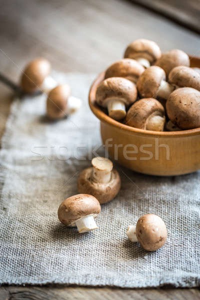 Bol brun champignon champignons fond groupe Photo stock © Alex9500