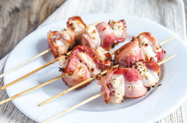 Foto stock: Grelhado · bacon · frango · carne · tabela · jantar