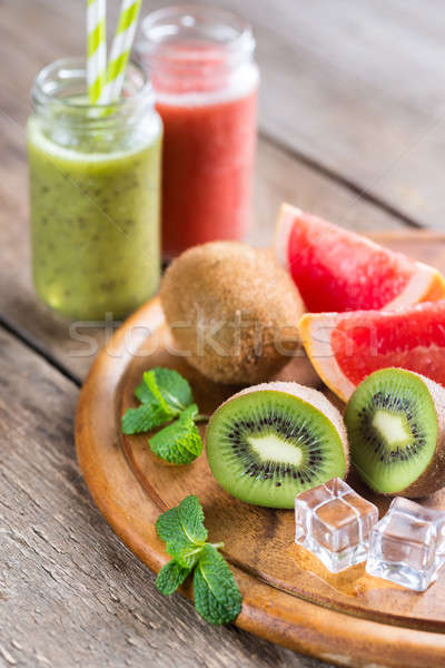 Glass jars of fruit  smoothies Stock photo © Alex9500