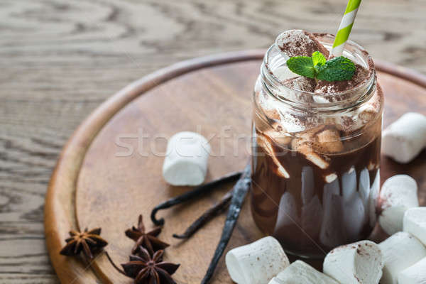 Two mugs of hot chocolate with marshmallows Stock photo © Alex9500