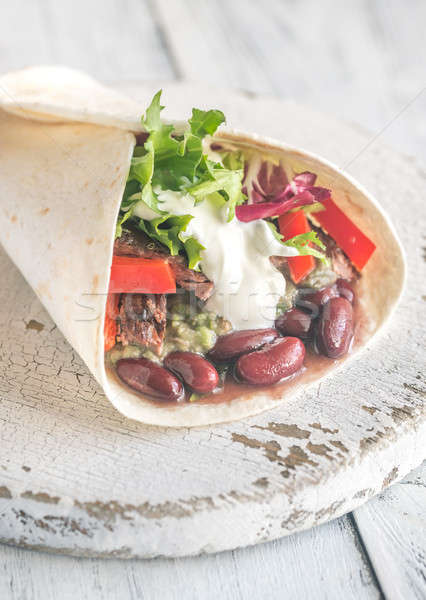 Burrito with meat and guacamole Stock photo © Alex9500