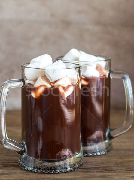 Two mugs of hot chocolate with marshmallows Stock photo © Alex9500