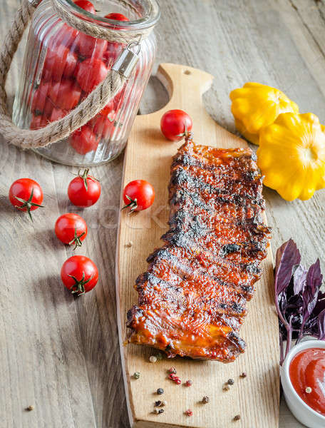 Grillezett disznóhús borda barbecue szósz konyha piros Stock fotó © Alex9500