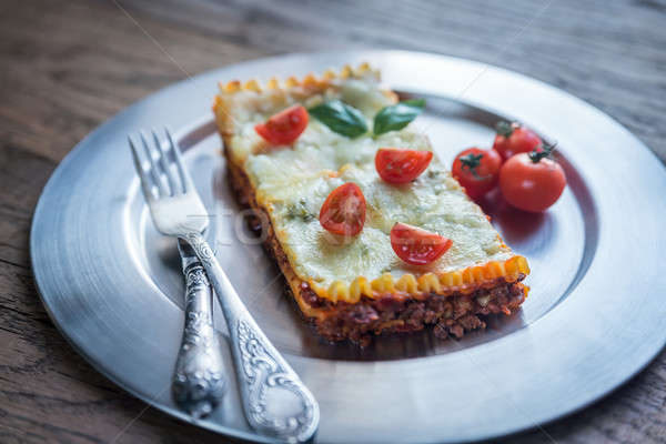Lasagna on the metal plate Stock photo © Alex9500