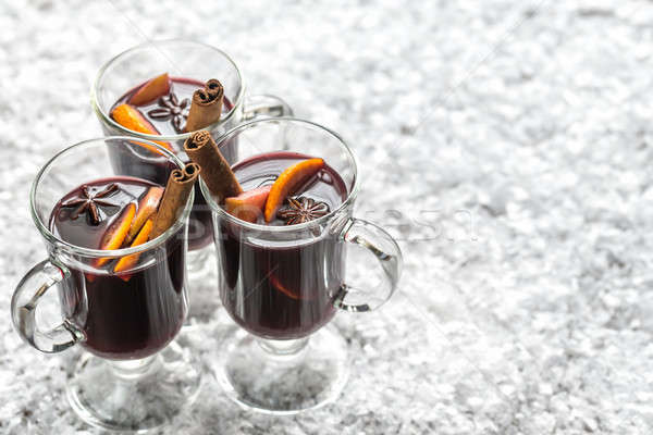 Glasses of mulled wine in snow Stock photo © Alex9500