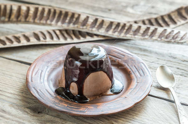 Coffee panna cotta under chocolate topping Stock photo © Alex9500