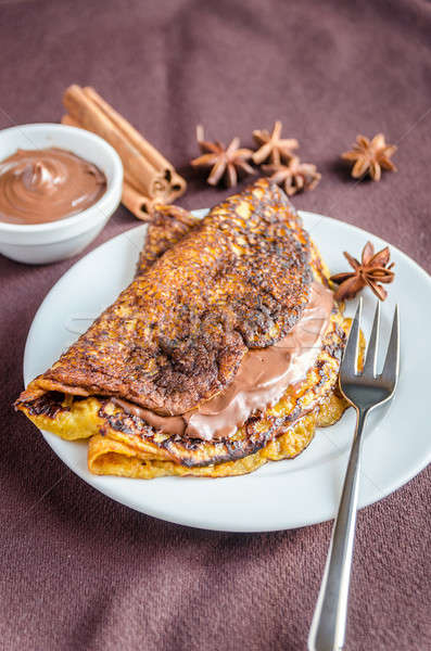 Pumpkin crepes with chocolate spread Stock photo © Alex9500