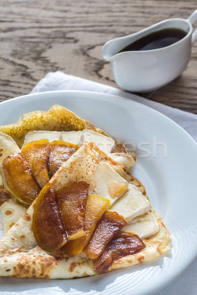 Crepes with brie and caramelized slices of apple Stock photo © Alex9500