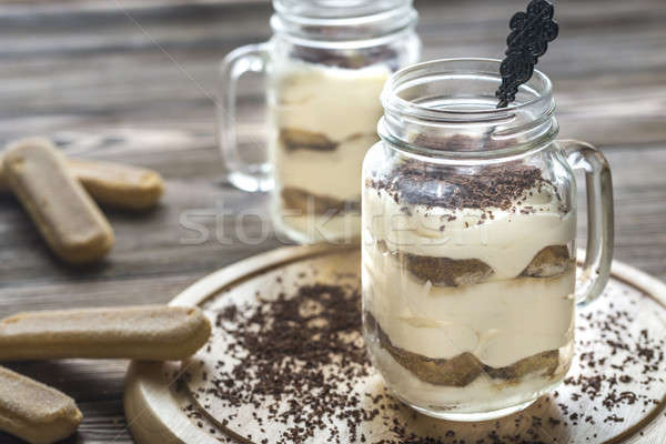 Tiramisu mason świetle czekolady ser Kafejka Zdjęcia stock © Alex9500