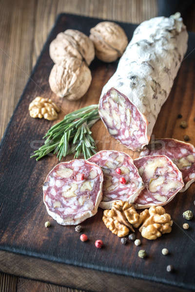 Walnut salami on the wooden board Stock photo © Alex9500
