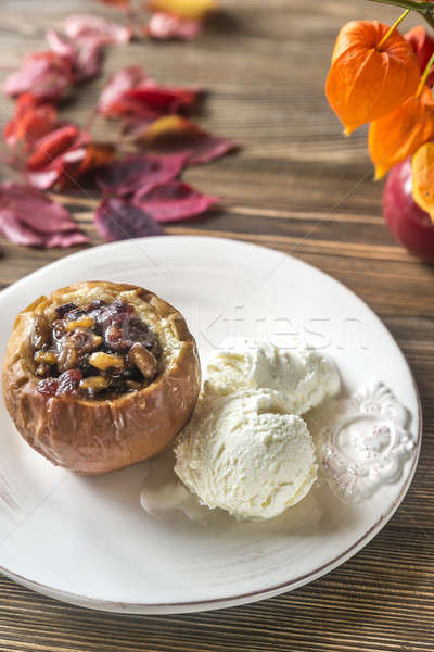 Stuffed baked apple on the plate Stock photo © Alex9500