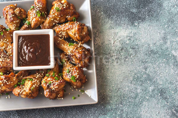 Chicken teriyaki wings with barbecue sauce Stock photo © Alex9500