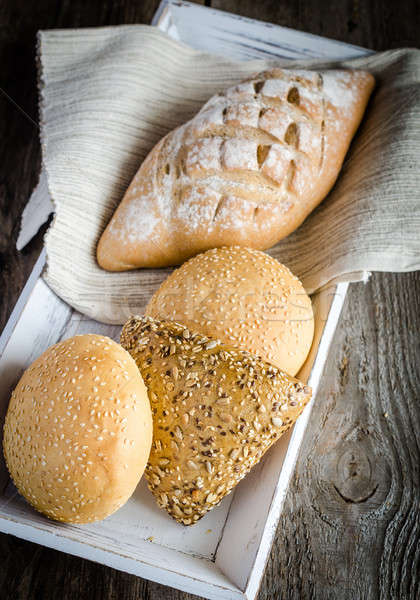 Сток-фото: цельнозерновой · хлеб · кунжут · таблице · пшеницы · завтрак