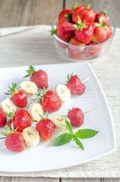 Fresh strawberry and banana skewers Stock photo © Alex9500