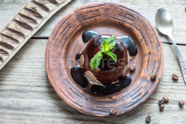 Coffee panna cotta under chocolate topping Stock photo © Alex9500