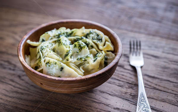 Tortellini with ricotta and spinach under mint sauce Stock photo © Alex9500
