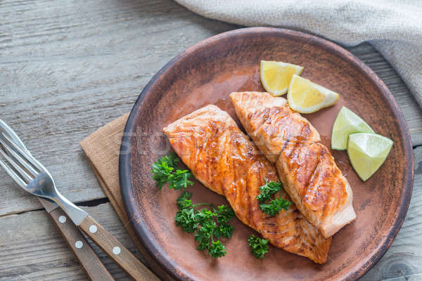 Salmone bistecca fresche prezzemolo alimentare Foto d'archivio © Alex9500