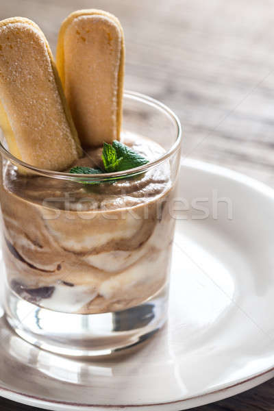 Chocolat tiramisu verre bol restaurant fromages Photo stock © Alex9500
