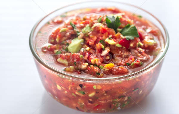 Stock photo: Bowl of salsa with ingredients