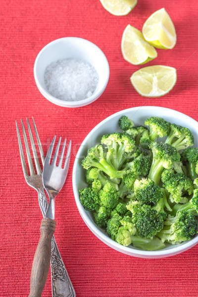 Bowl of cooked broccoli with seasonings Stock photo © Alex9500