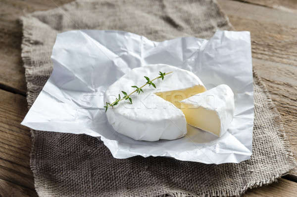 Camembert ser papieru żywności wina szkła Zdjęcia stock © Alex9500