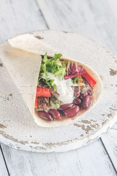 Burrito with meat and guacamole Stock photo © Alex9500