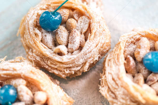 Turkish baklava decorated with cocktail cherries Stock photo © Alex9500