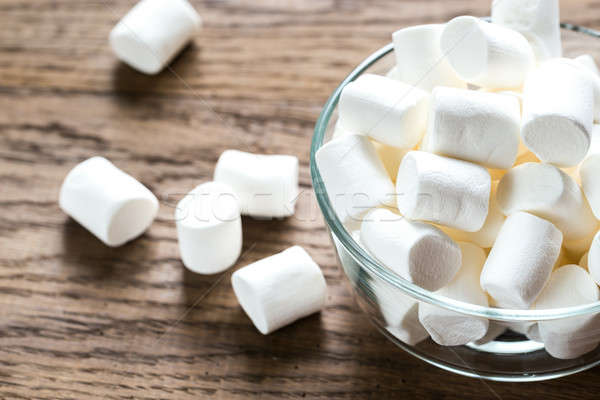 Bowl of marshmallows on the wooden background Stock photo © Alex9500