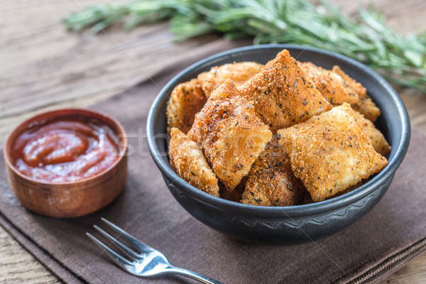 Foto stock: Prato · frito · ravioli · comida · jantar