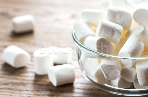 Bowl of marshmallows on the wooden background Stock photo © Alex9500