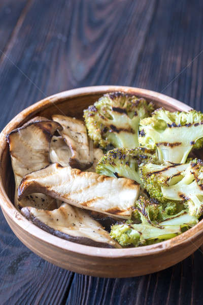 Grilled king oyster mushrooms with broccoli Stock photo © Alex9500