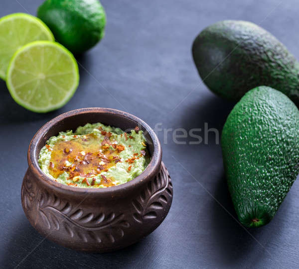 Bowl of guacamole hummus Stock photo © Alex9500