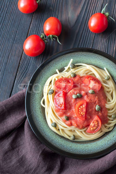 Foto stock: Pasta · salsa · de · tomate · placa · alimentos · mesa · petróleo