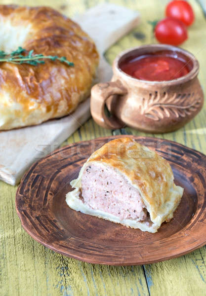 Portion of beef Wellington with tomato sauce Stock photo © Alex9500