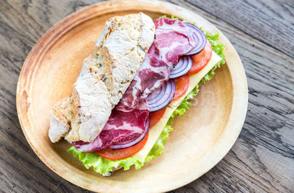 Foto stock: Sándwich · jamón · queso · verduras · frescas · alimentos · pan