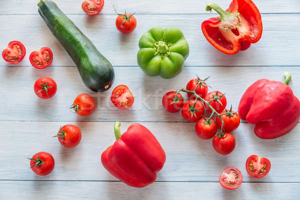 Stockfoto: Vers · tomaten · paprika · courgette · licht · zomer