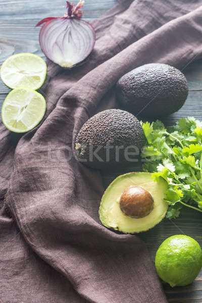 Hass avocados with ingredients for guacamole Stock photo © Alex9500