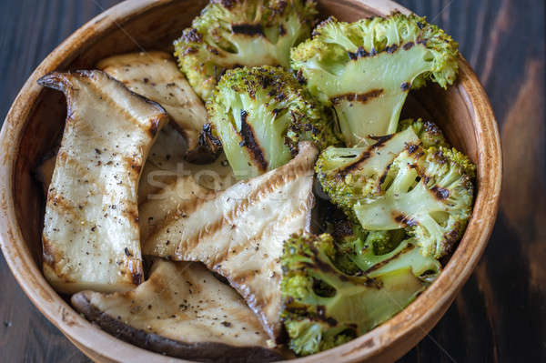 Grilled king oyster mushrooms with broccoli Stock photo © Alex9500