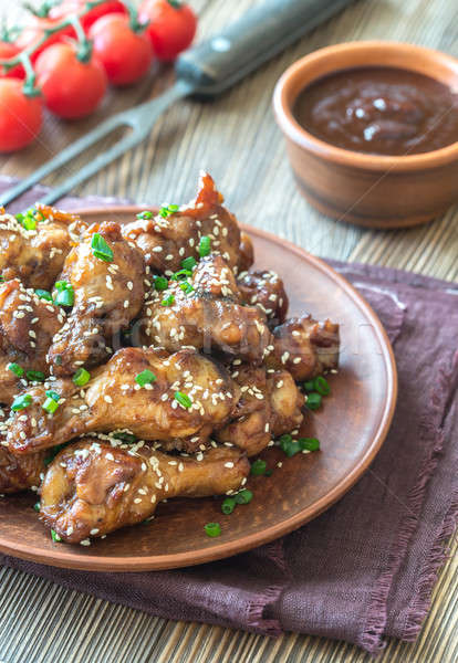 Chicken teriyaki wings with barbecue sauce Stock photo © Alex9500
